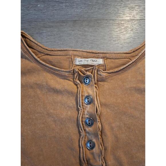 We The Free Melodi Henley Top Sz S Dolman Sleeve Cropped Boho Casual Round Hem - Picture 4 of 8